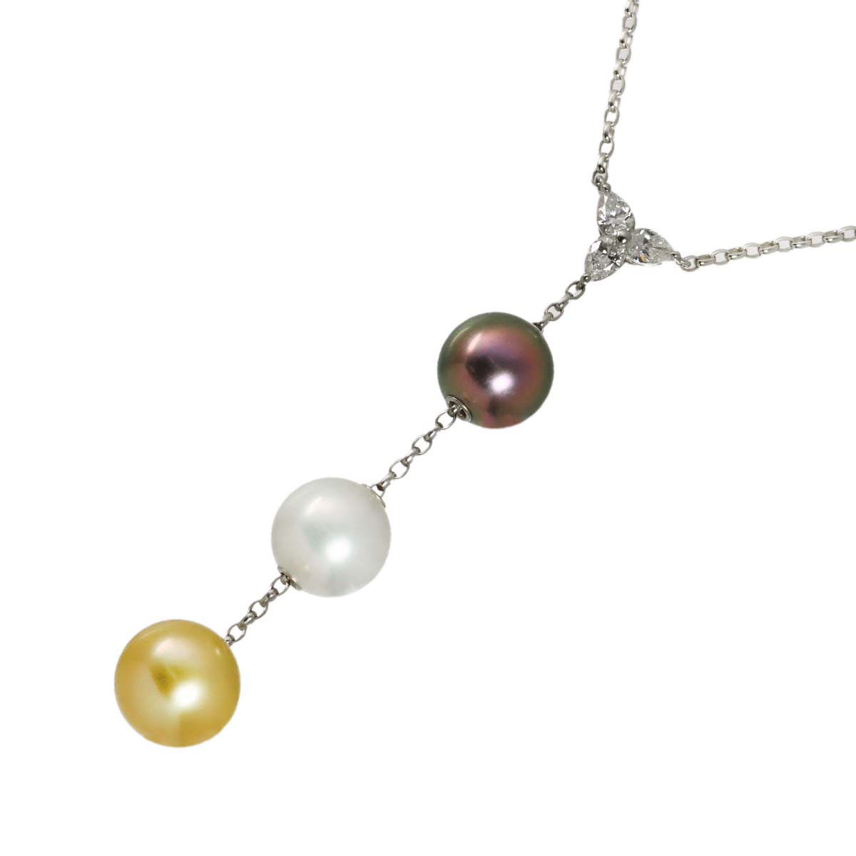 South Sea pearl 10.7-9.9mm Diamond Necklace 18K White Gold 750