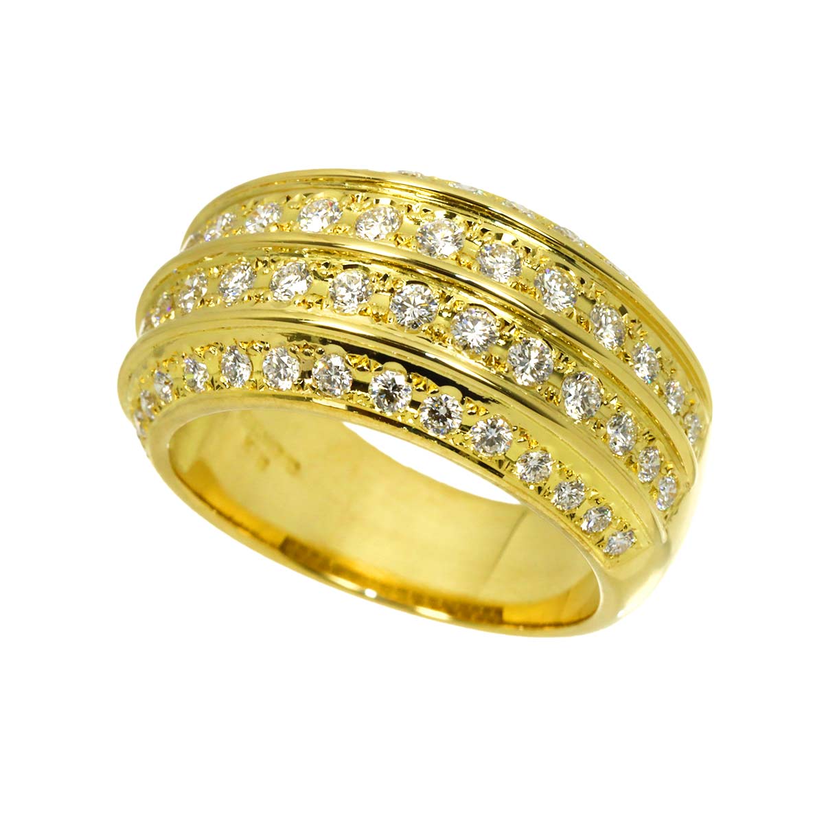 Diamond 0.91ct Ring 18K YG 750 Size6-6.25(US)