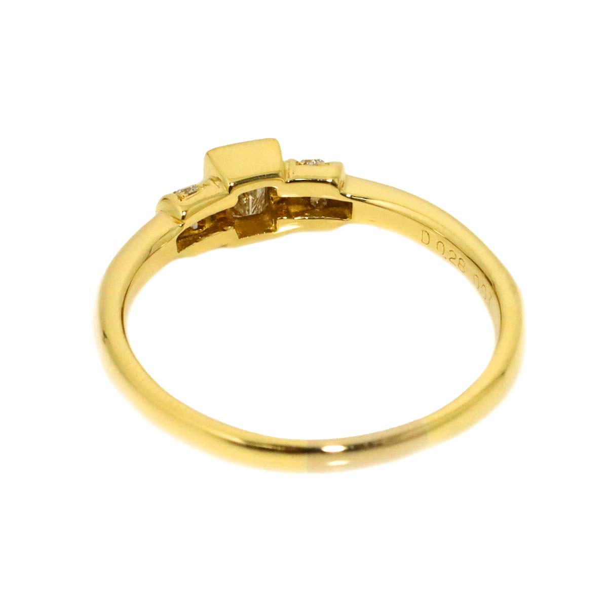 Diamond 0.28ct/0.07ct Ring 18K YG Yellow Gold 750 Size8.25(US)