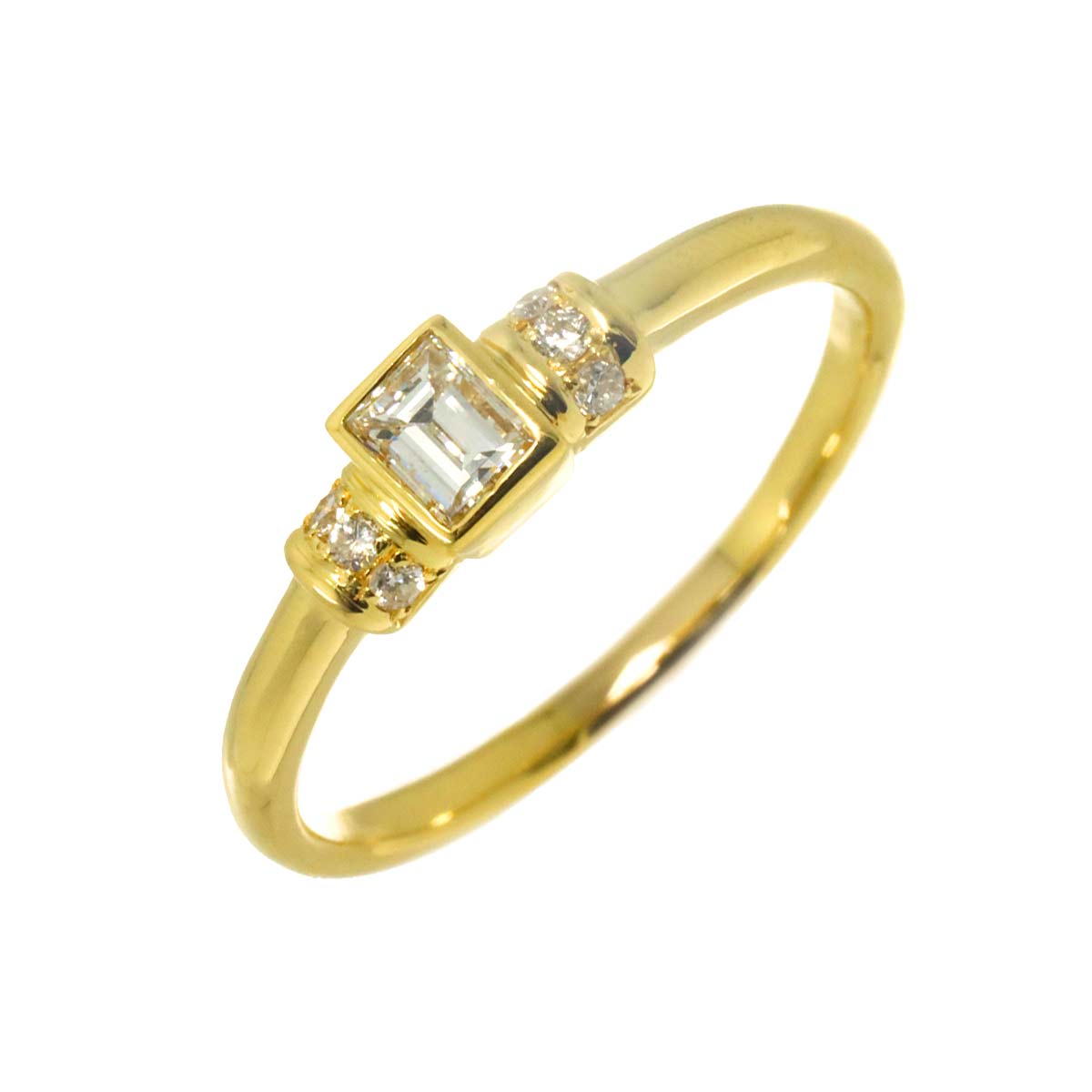 Diamond 0.28ct/0.07ct Ring 18K YG Yellow Gold 750 Size8.25(US)
