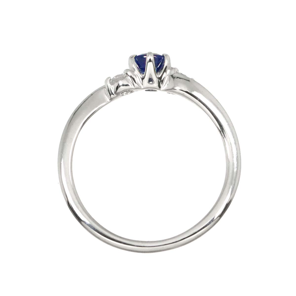 Sapphire 0.317ct Diamond 0.10ct Ring 18K WG 750 size5.25(US)