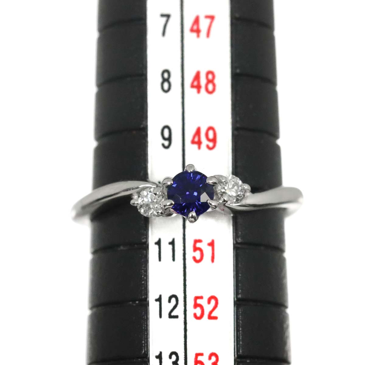 Sapphire 0.317ct Diamond 0.10ct Ring 18K WG 750 size5.25(US)
