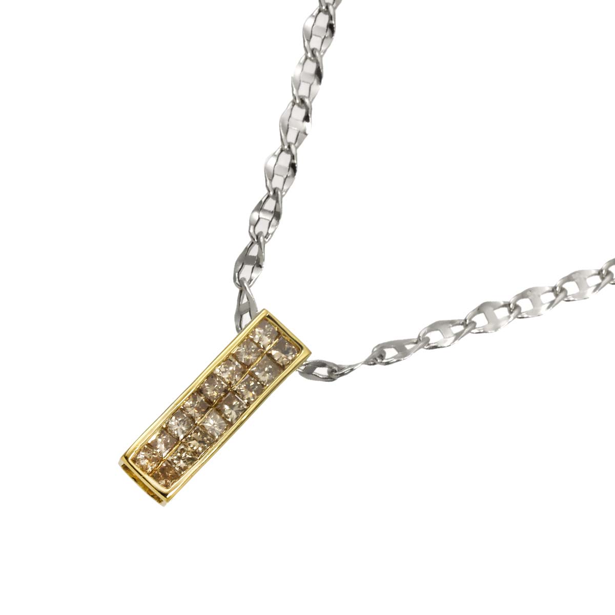 Diamond 0.40ct Necklace 18K WG YG White Yellow Gold 750