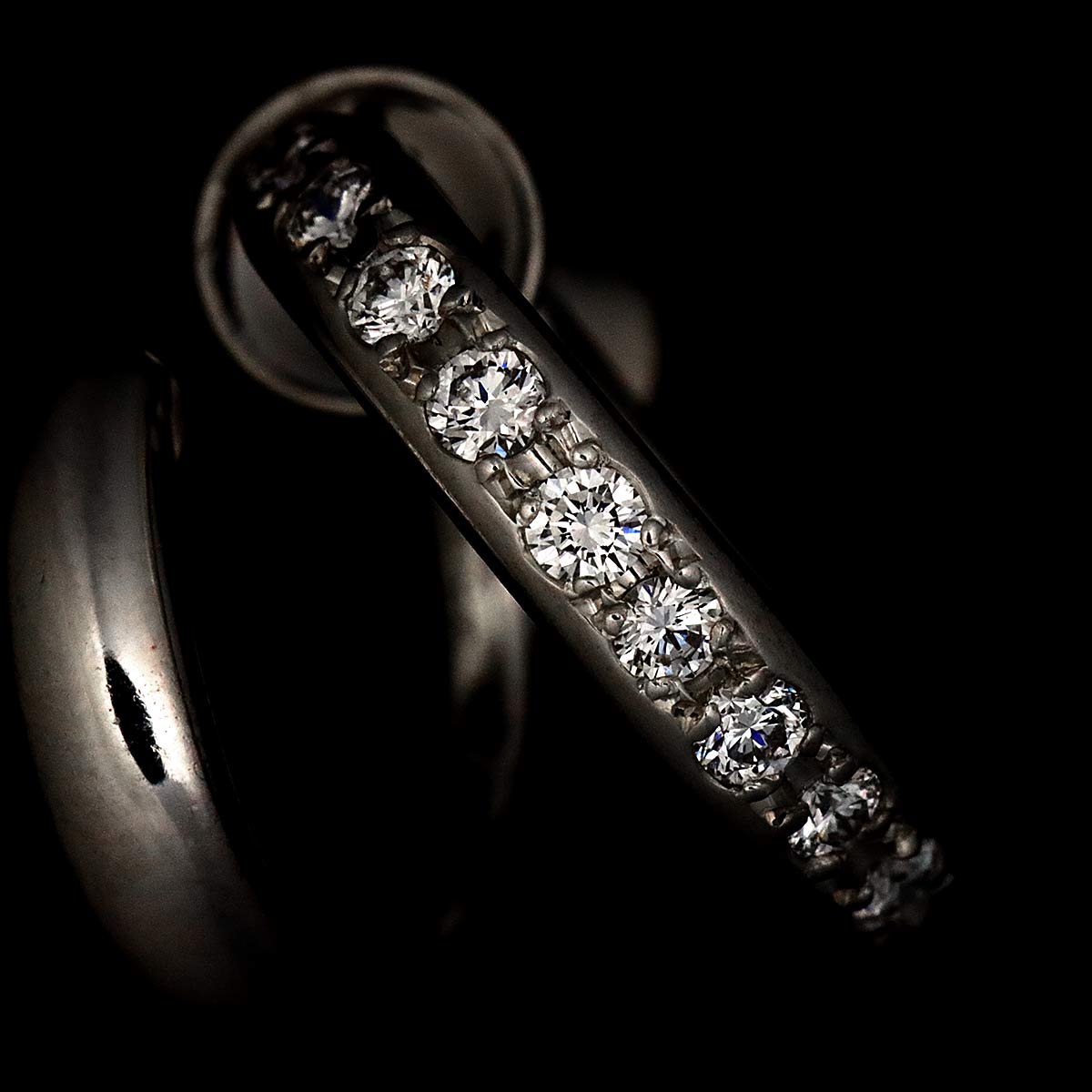 Black Pearl 9.3mm Diamond Earrings 18K WG 750