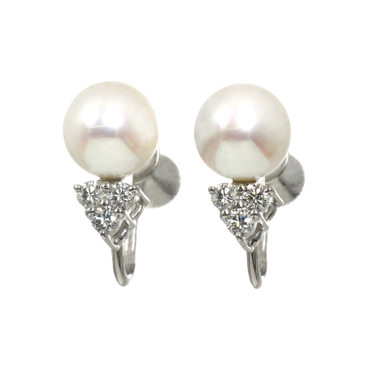 Akoya Pearl 8.1mm Diamond Earrings 18K WG 750