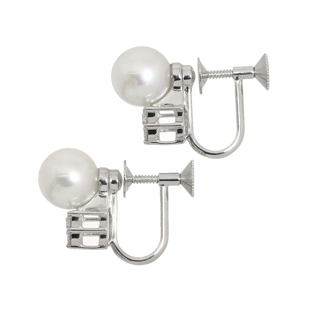 Akoya Pearl 8.1mm Diamond Earrings 18K WG 750
