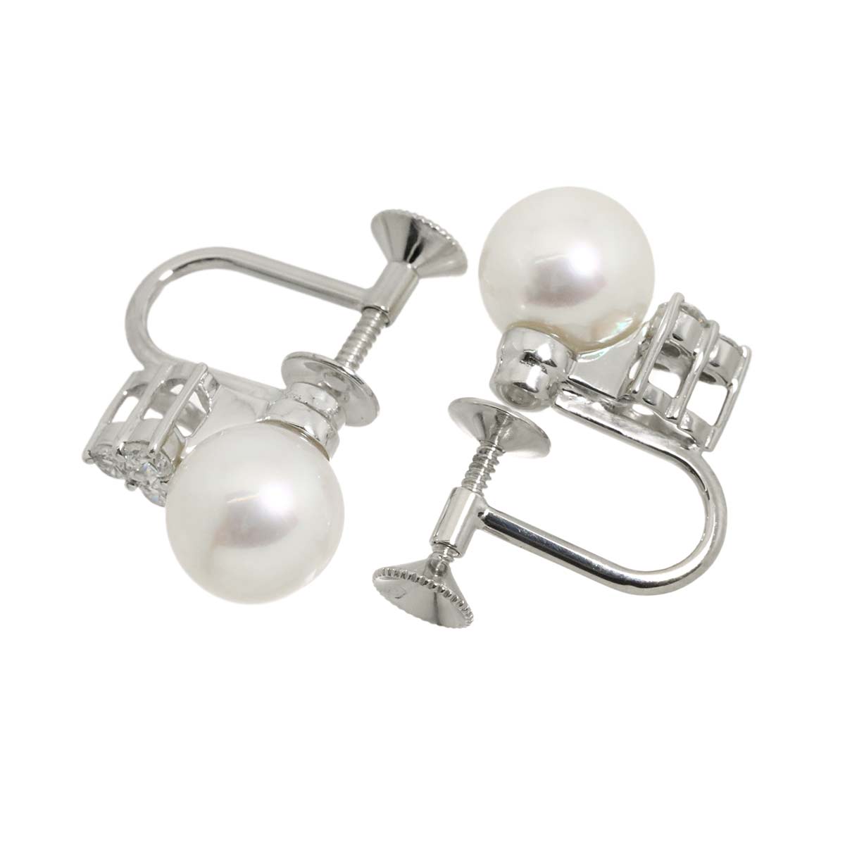 Akoya Pearl 8.1mm Diamond Earrings 18K WG 750