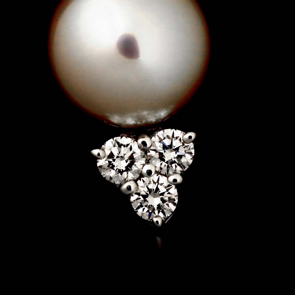 Akoya Pearl 8.1mm Diamond Earrings 18K WG 750