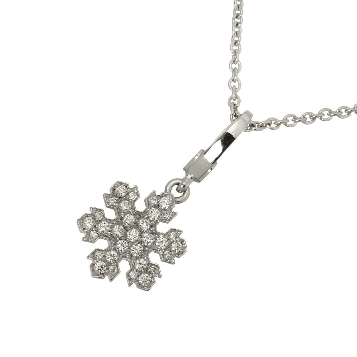 Snowflake Diamond Necklace 18K White Gold 750