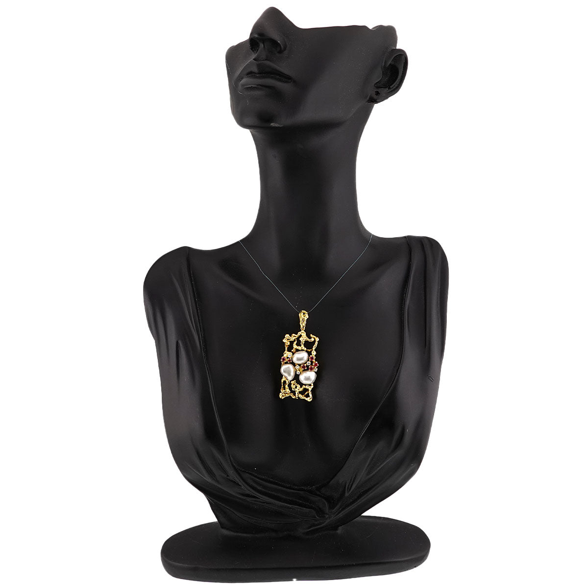 Freshwater pearl Diamond Ruby Pendant Top 18K YG 750