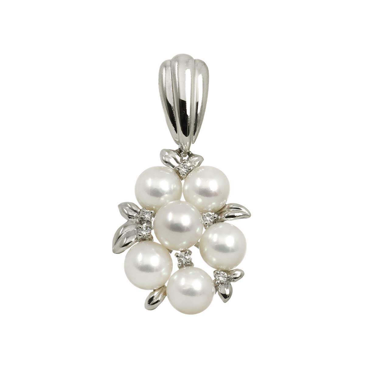 Akoya Pearl 6.4-6.2mm Diamond 0.08ct Pendant Top Pt