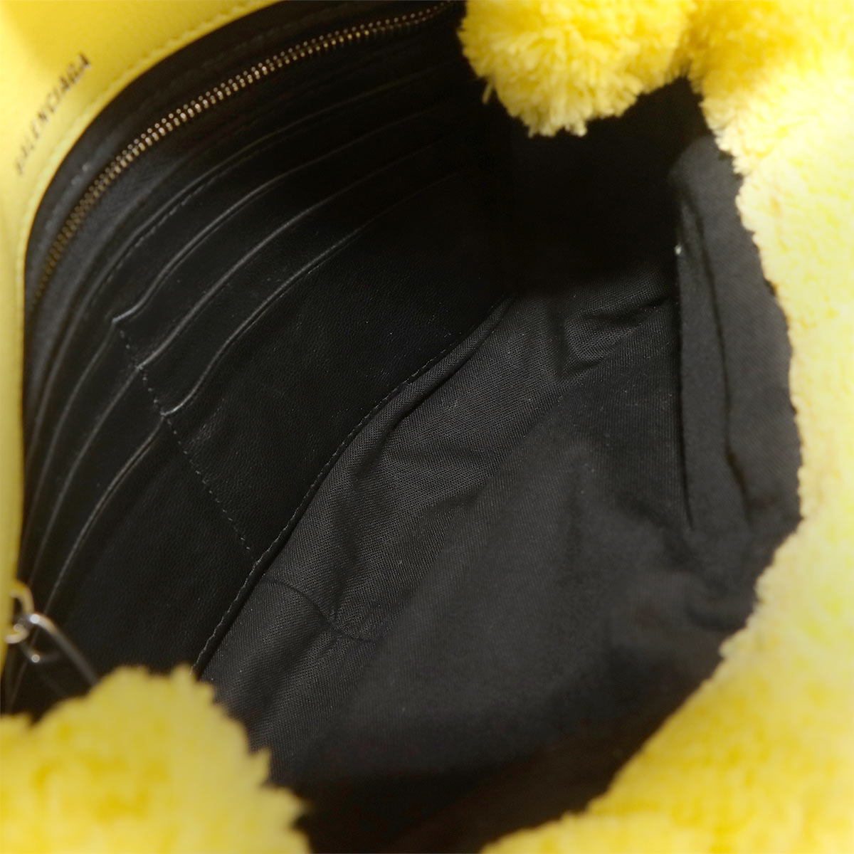 Monaco Chain Shoulder Bag Pile Fabric Yellow 781672
