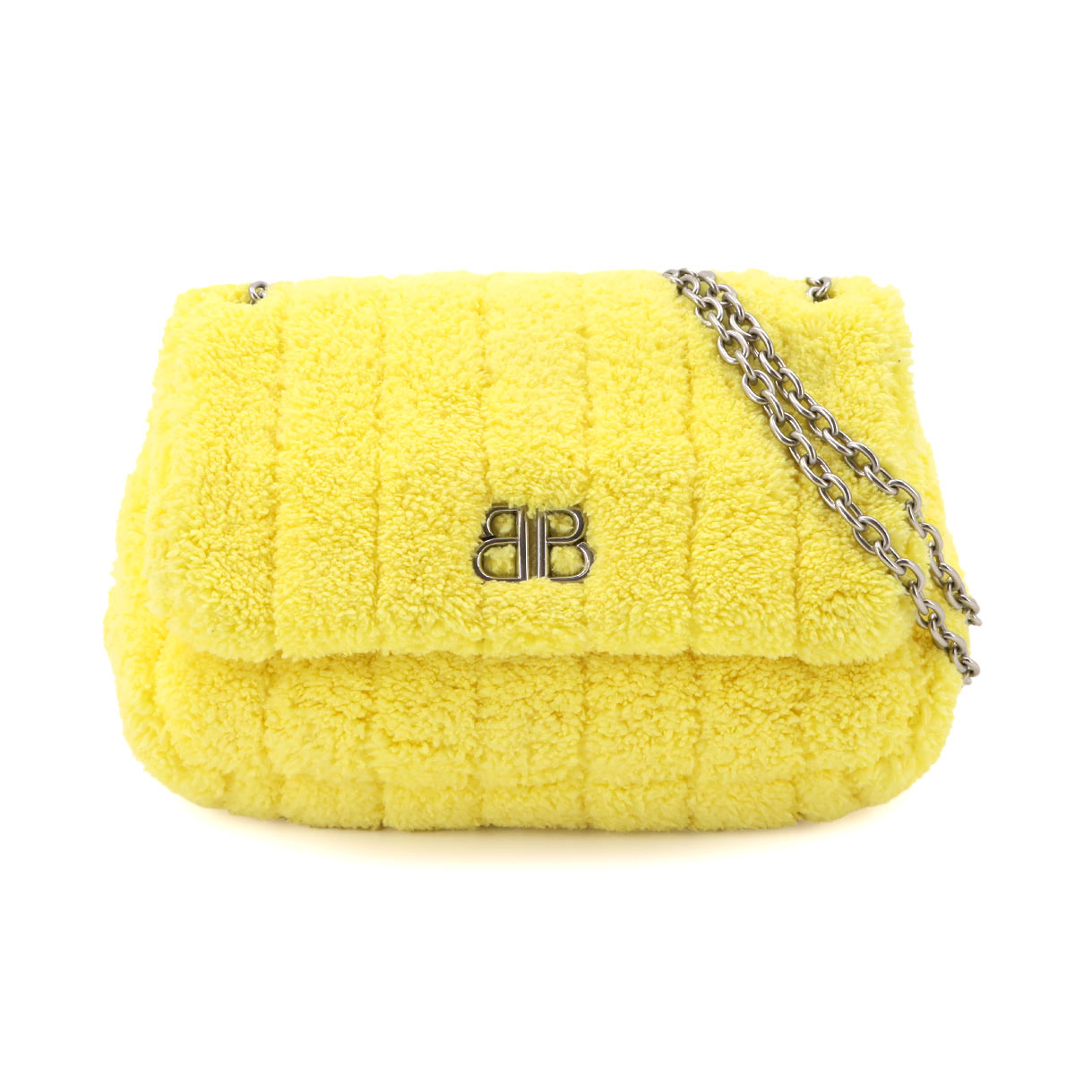 Monaco Chain Shoulder Bag Pile Fabric Yellow 781672