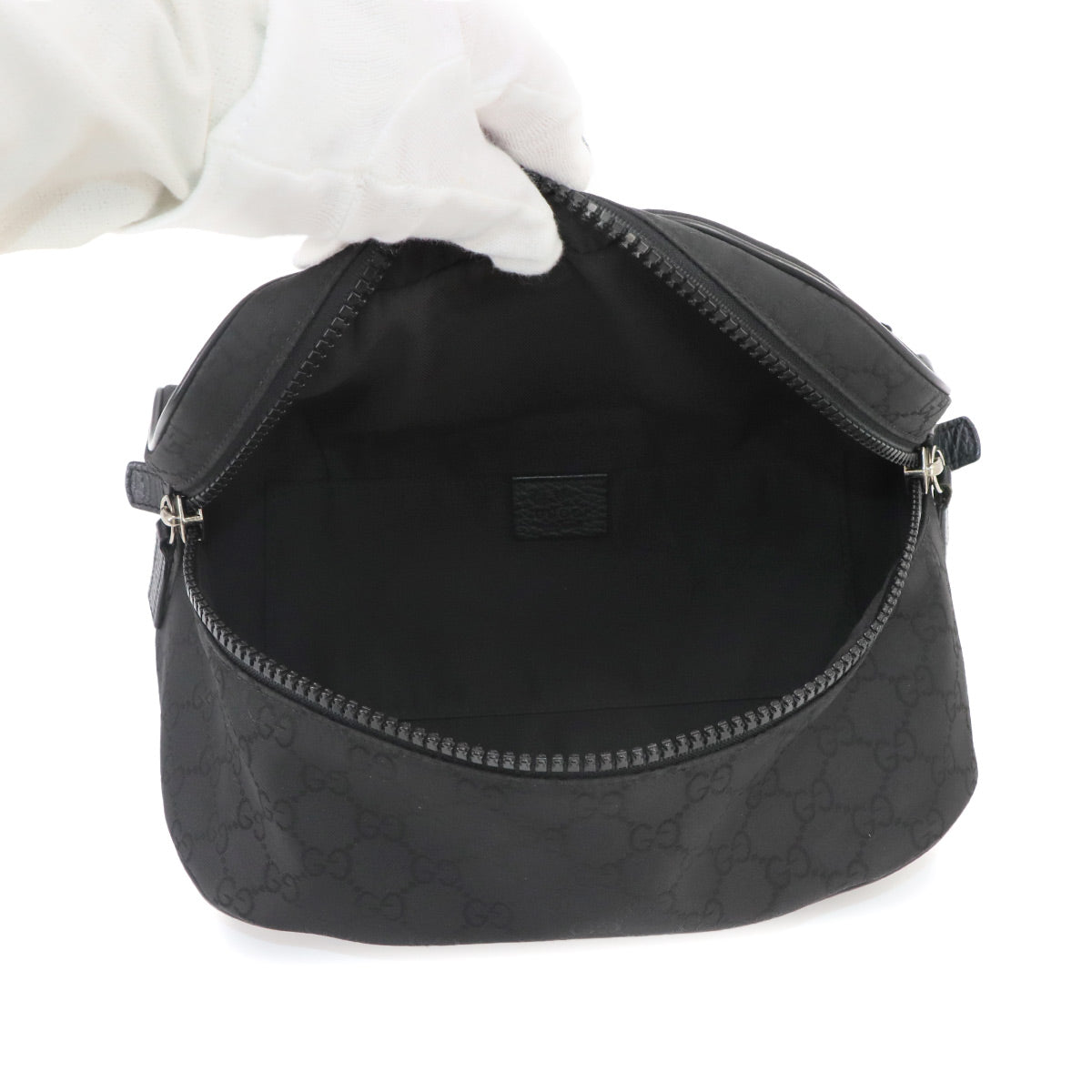 Crossbody Waist Bag GG Nylon Leather Black 449182 Purse