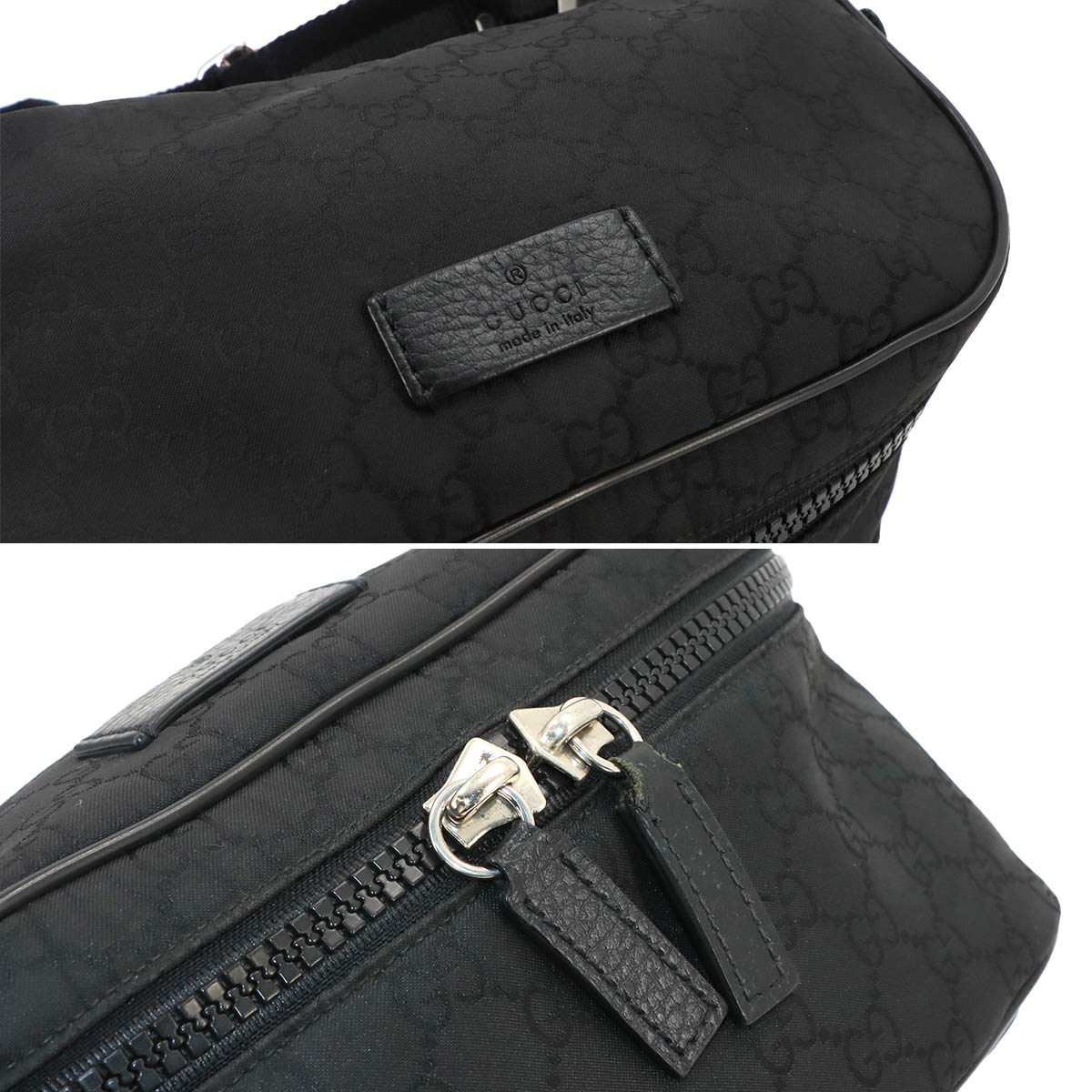 Crossbody Waist Bag GG Nylon Leather Black 449182 Purse