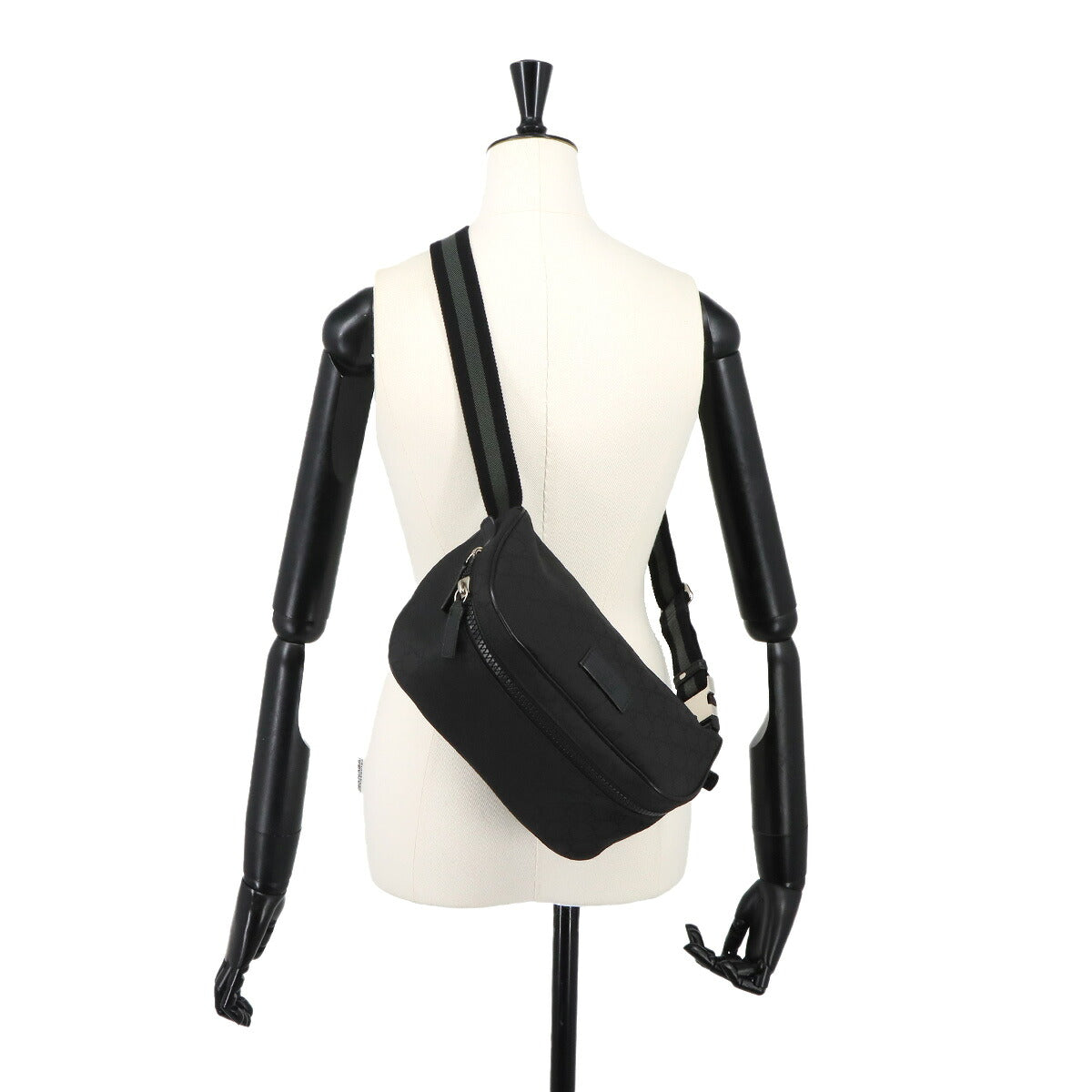 Crossbody Waist Bag GG Nylon Leather Black 449182 Purse