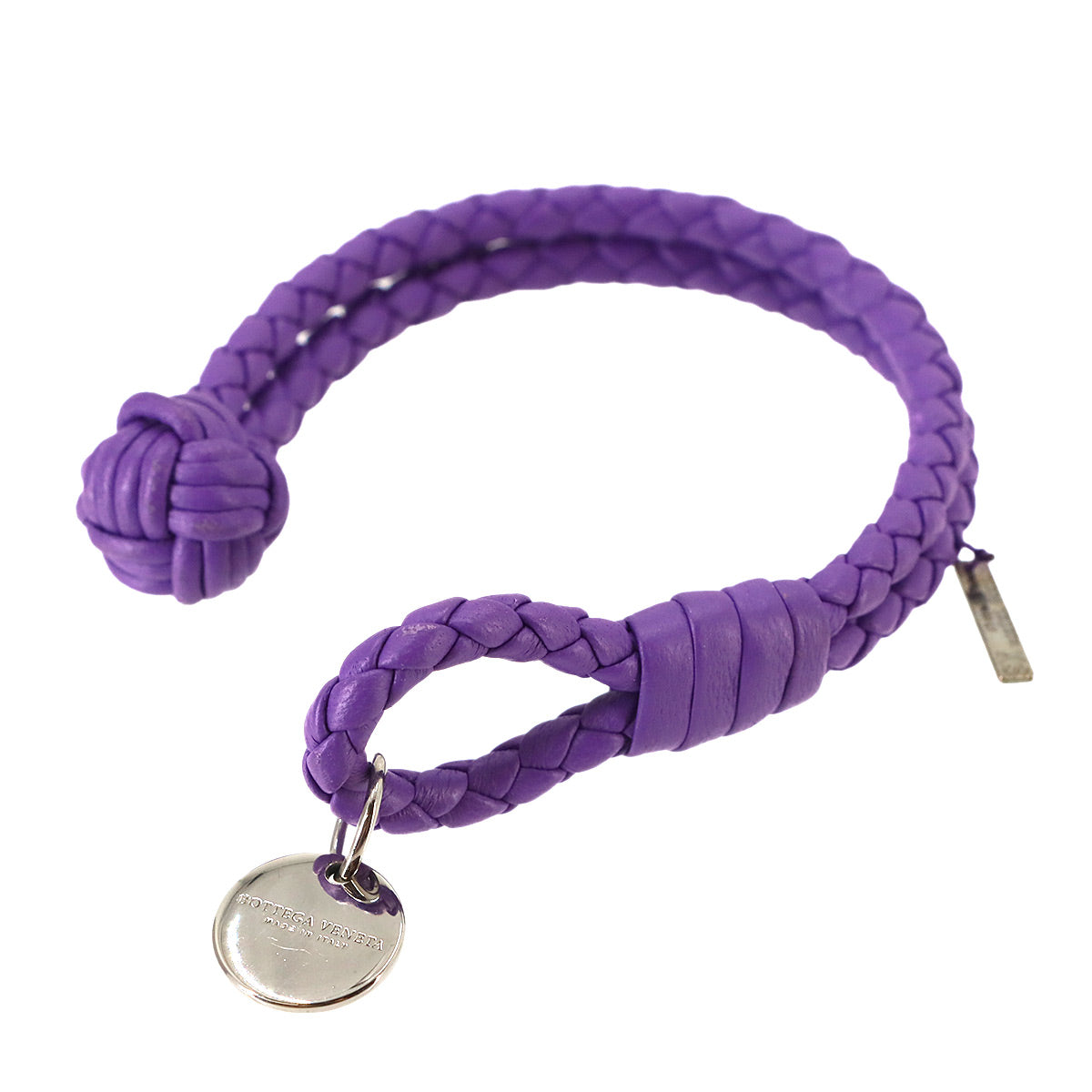 Intrecciato Bracelet Leather Purple Accessory