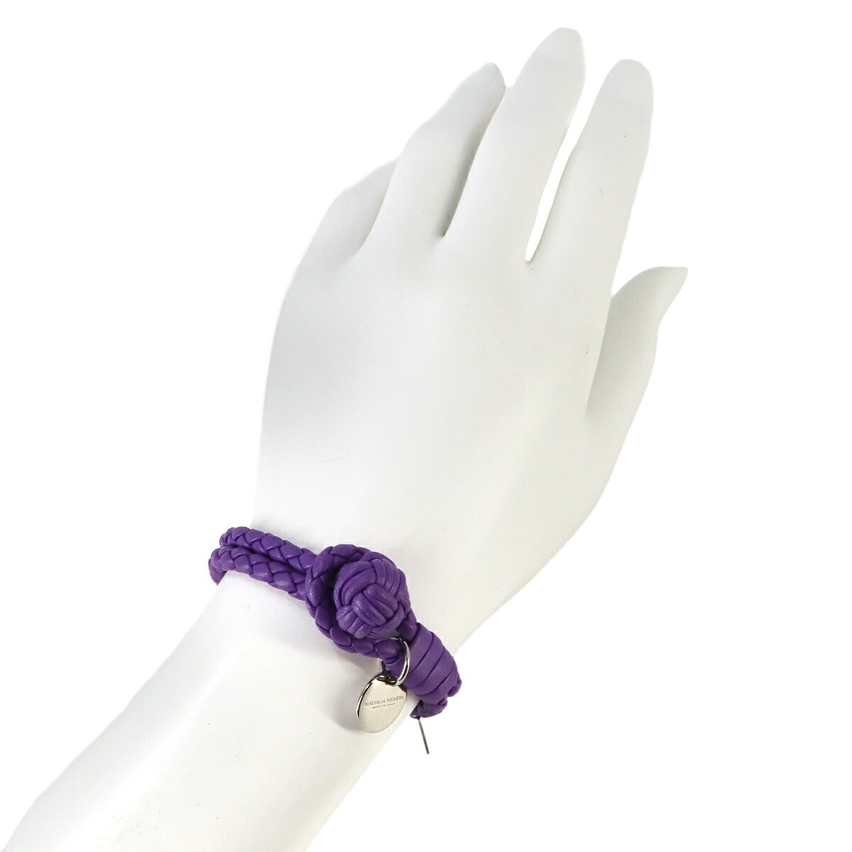 Intrecciato Bracelet Leather Purple Accessory