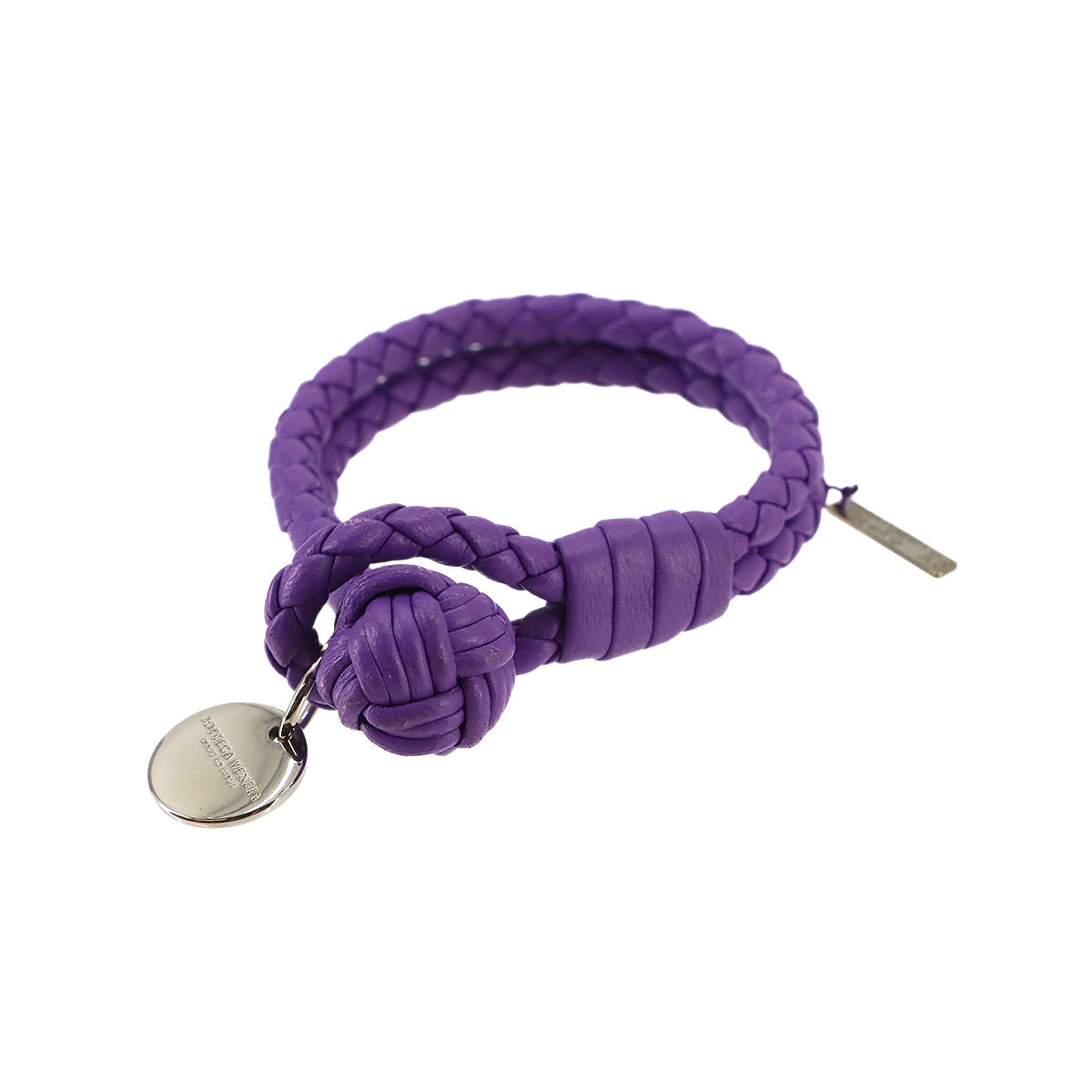 Intrecciato Bracelet Leather Purple Accessory