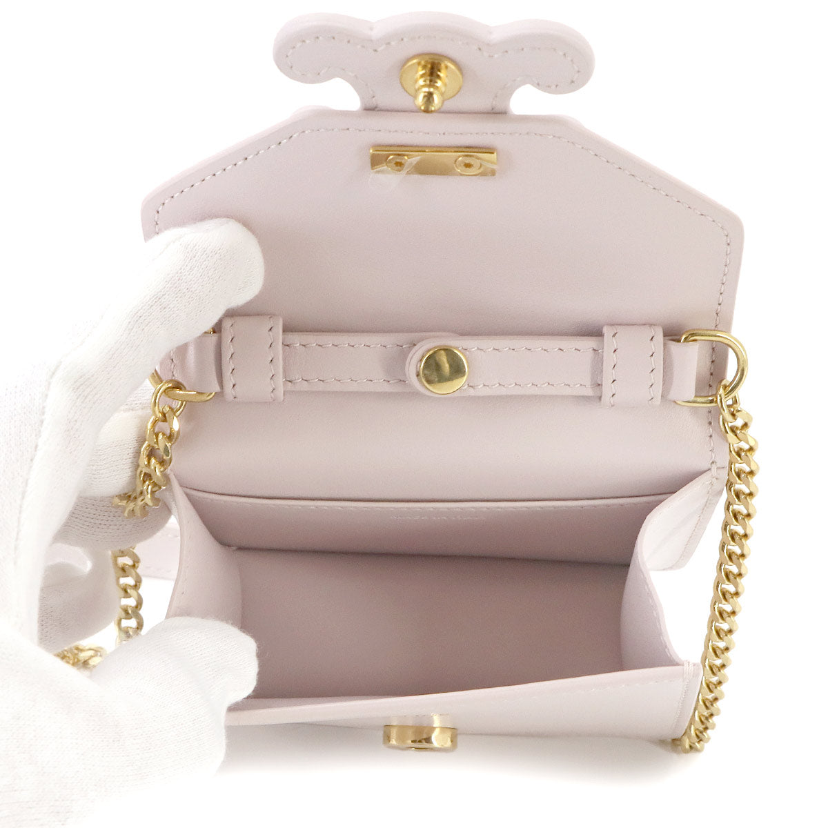 Triomphe Chain Shoulder Bag Leather Pink Purse