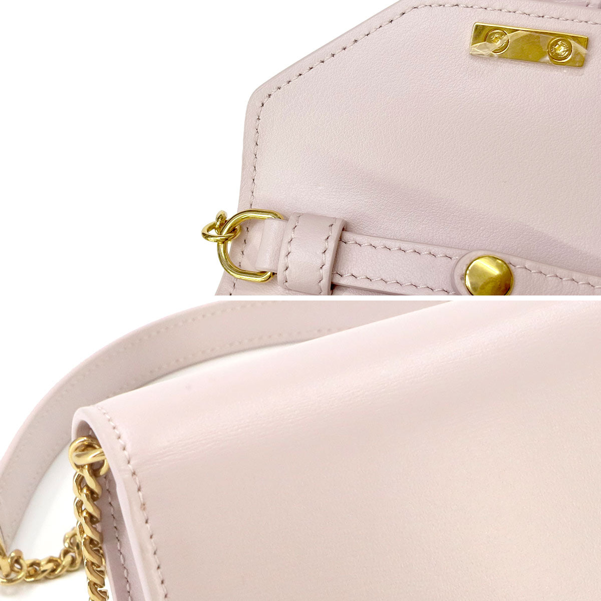 Triomphe Chain Shoulder Bag Leather Pink Purse