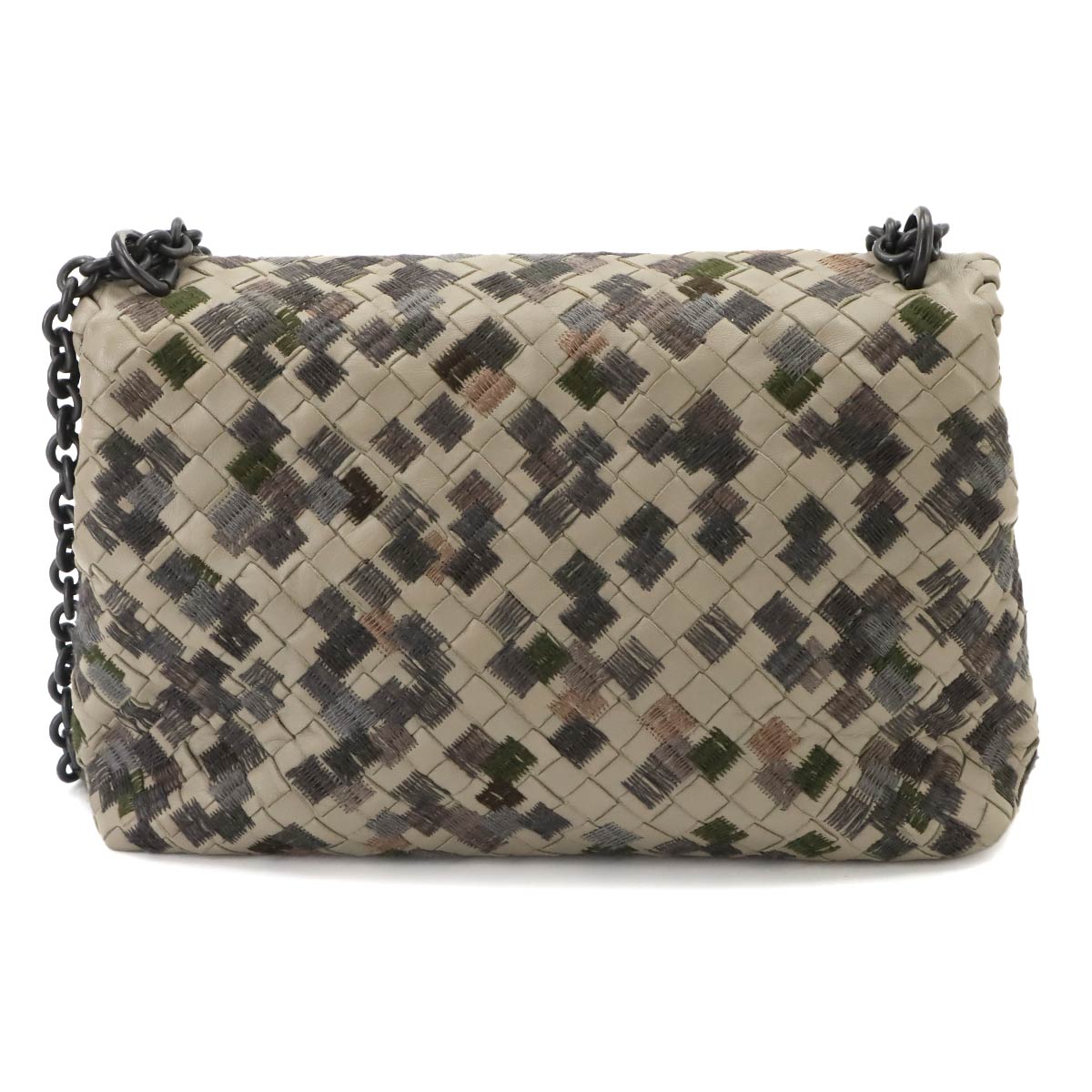 Intrecciato Shoulder Bag Beige Gray Purse