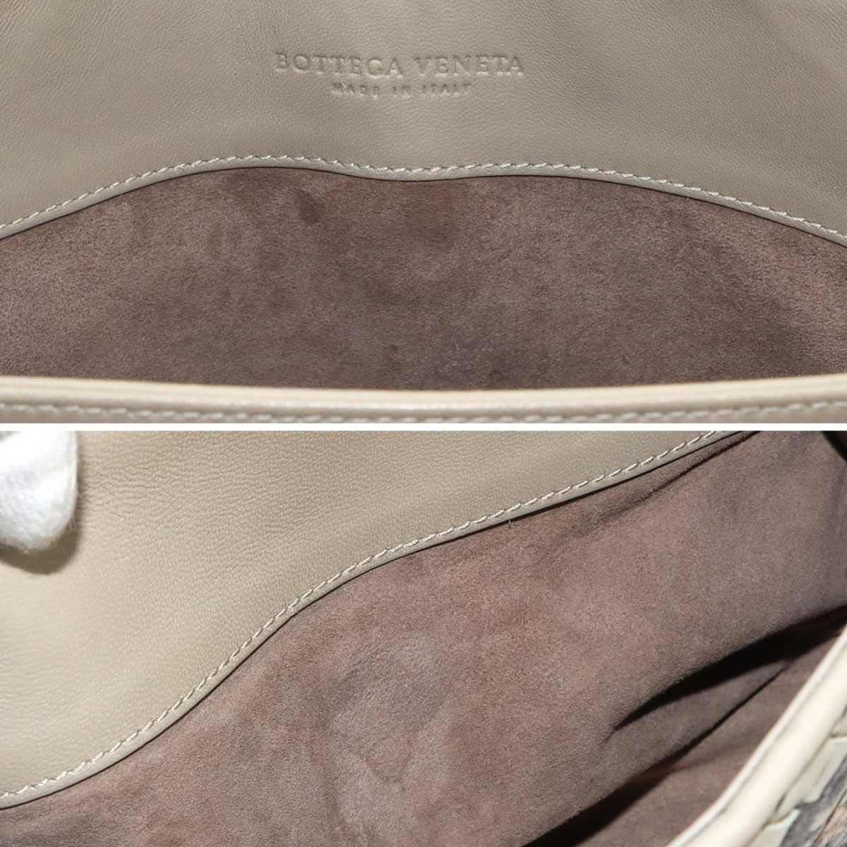 Intrecciato Shoulder Bag Beige Gray Purse