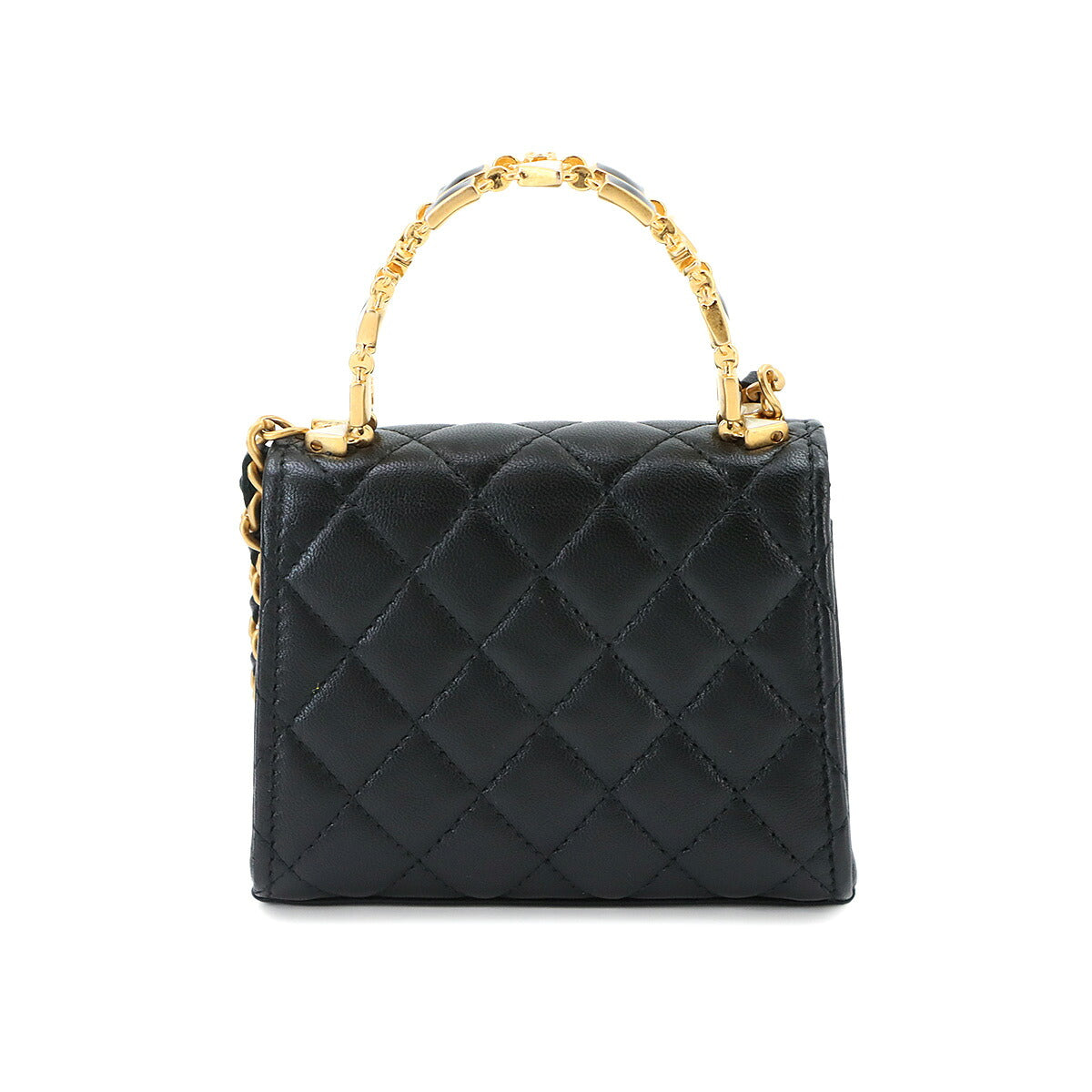 Matelasse Chain Clutch Hand Shoulder Bag Leather Black AP2944