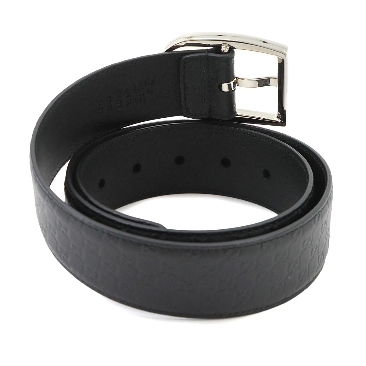 Micro Guccissima Belt Leather Black 449716 Size 80
