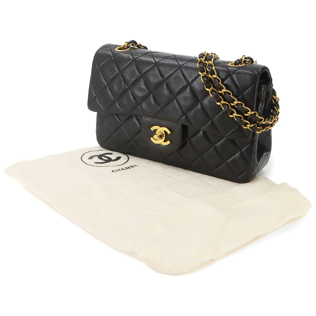 Matelasse 23 Chain Shoulder Bag Leather Black A01113 Vintage