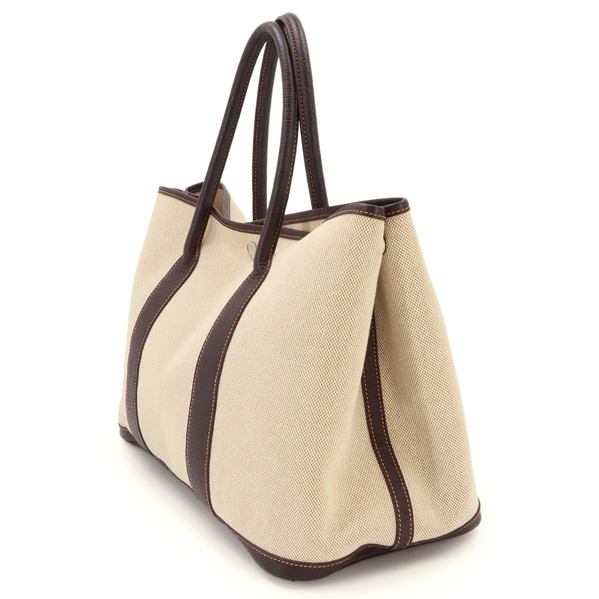Garden Party PM Tote Bag Toile H Leather Natural Marron Purse