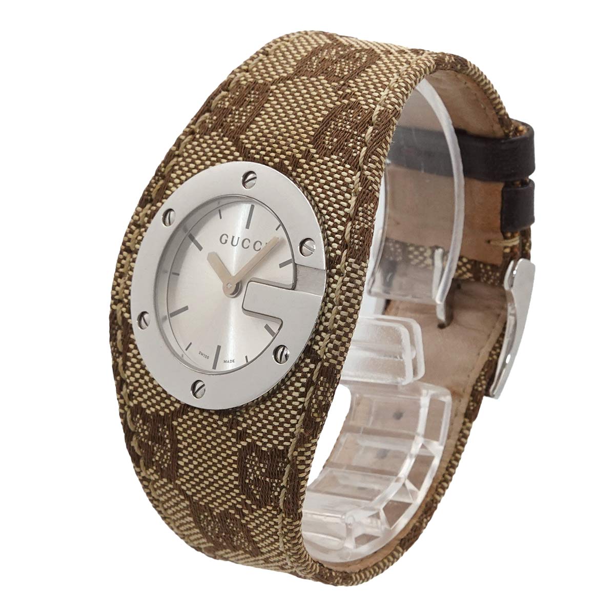 G Bandeau 104 Bezel Quartz Silver Dial Ladies