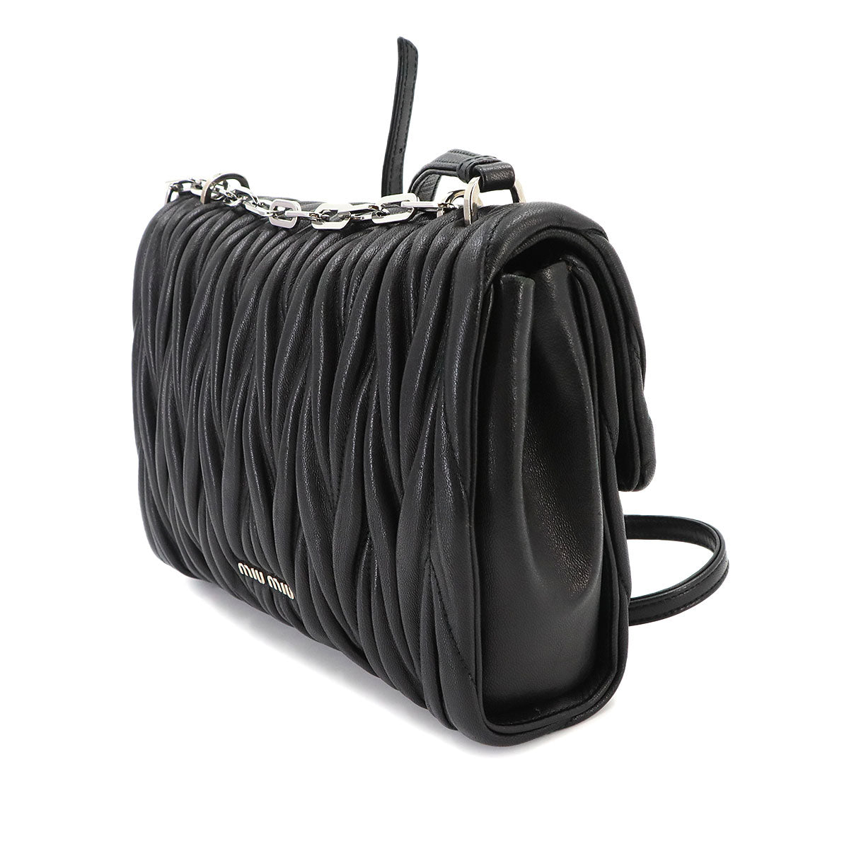 Matelasse Chain Shoulder Bag Leather Nero 5BD002 Purse