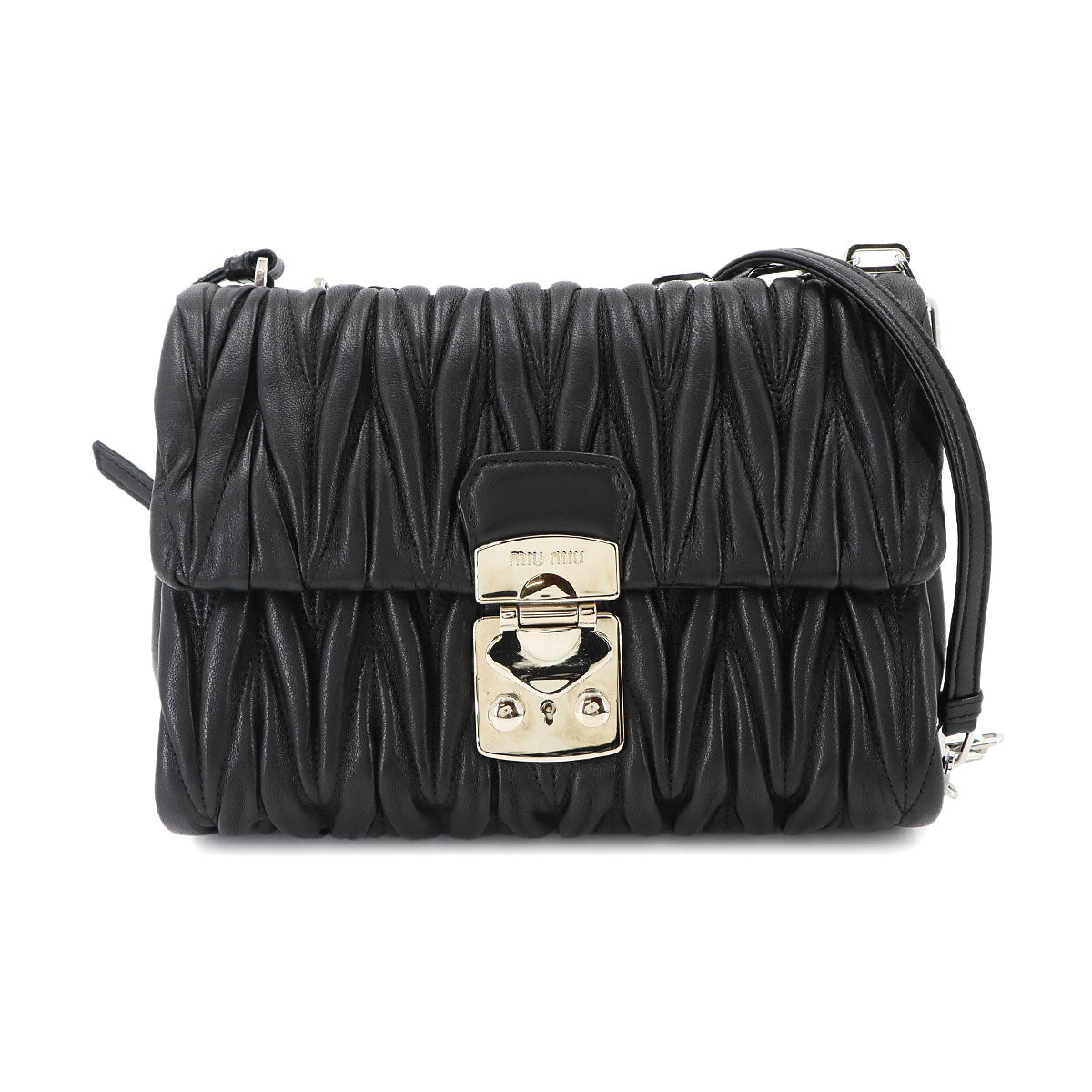 Matelasse Chain Shoulder Bag Leather Nero 5BD002 Purse