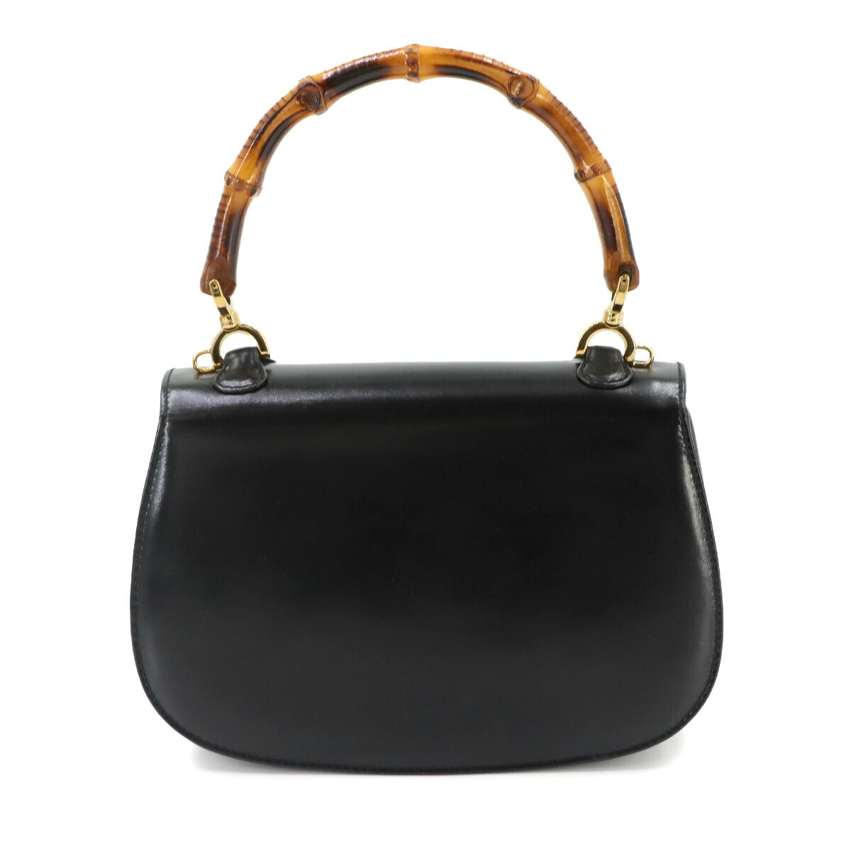 Bamboo 2way Hand Shoulder Bag Leather Black Purse