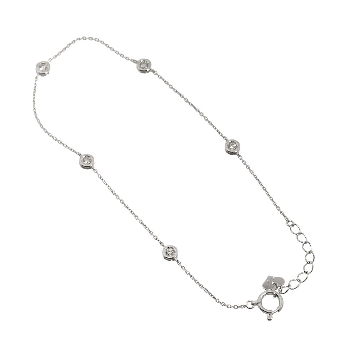 Diamond 0.12ct Bracelet 18K K18 WG White Gold 750