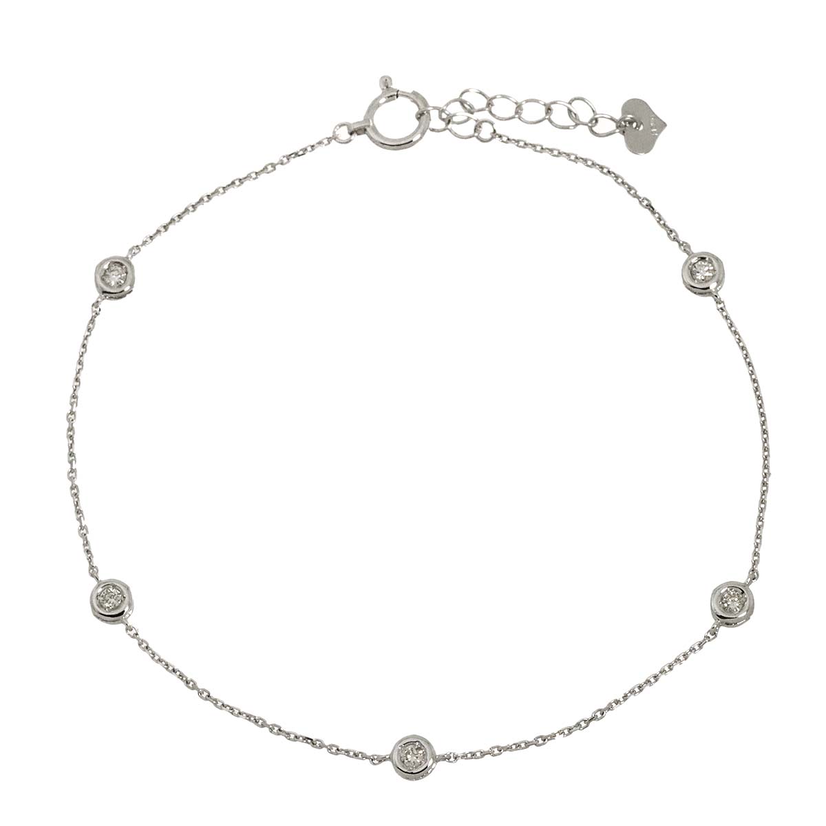 Diamond 0.12ct Bracelet 18K K18 WG White Gold 750