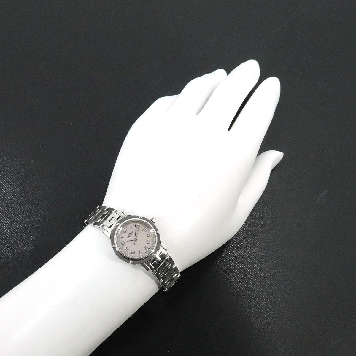 HERMES Clipper Nacle CL4.210 Quartz Date Pink Dial Ladies Watch