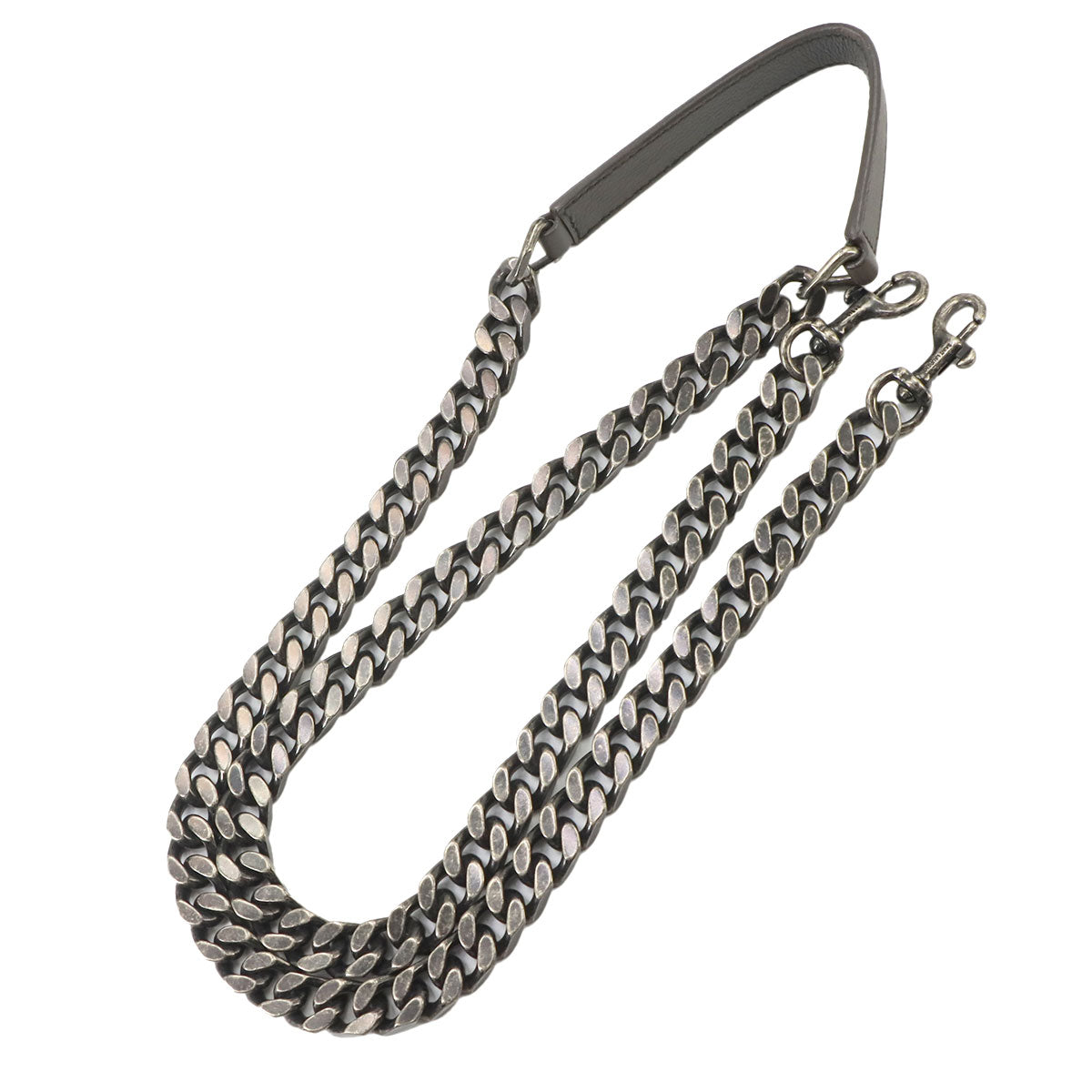 College 2way Hand Chain Shoulder Bag Leather Gray 428056