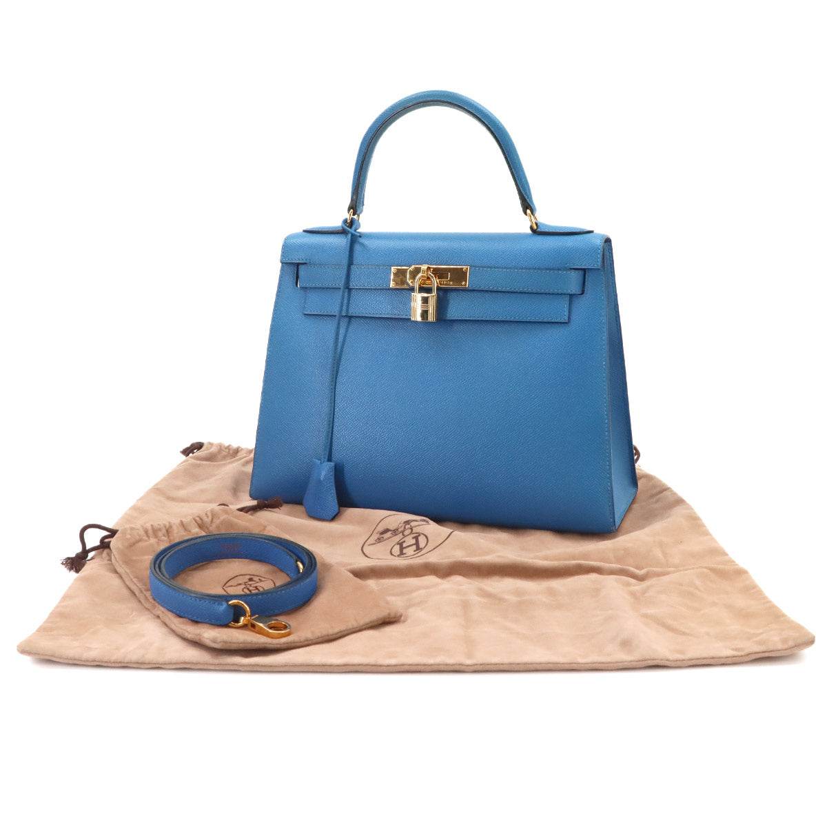 Kelly 28 2way Hand Shoulder Bag Couchevel Epsom Blue France