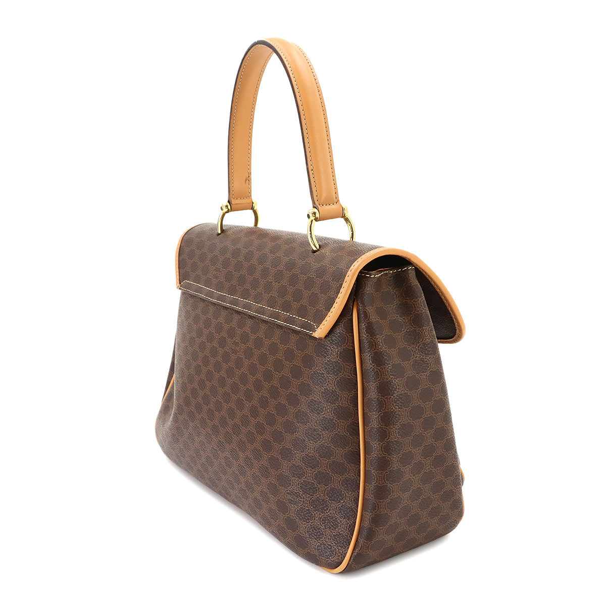 Macadam Hand Bag PVC Leather Brown Vintage Purse