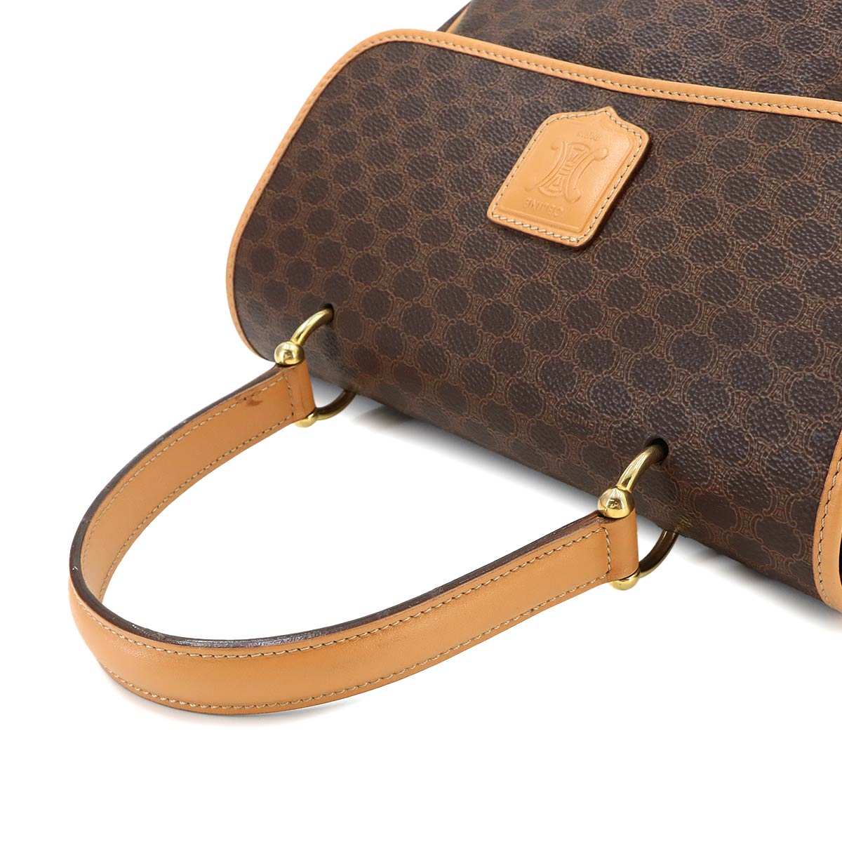 Macadam Hand Bag PVC Leather Brown Vintage Purse