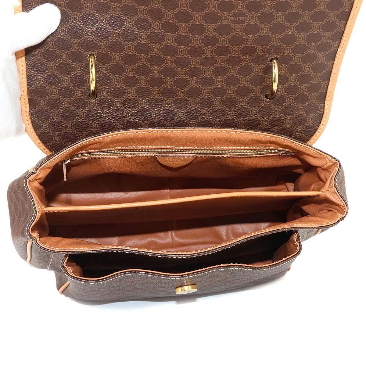 Macadam Hand Bag PVC Leather Brown Vintage Purse