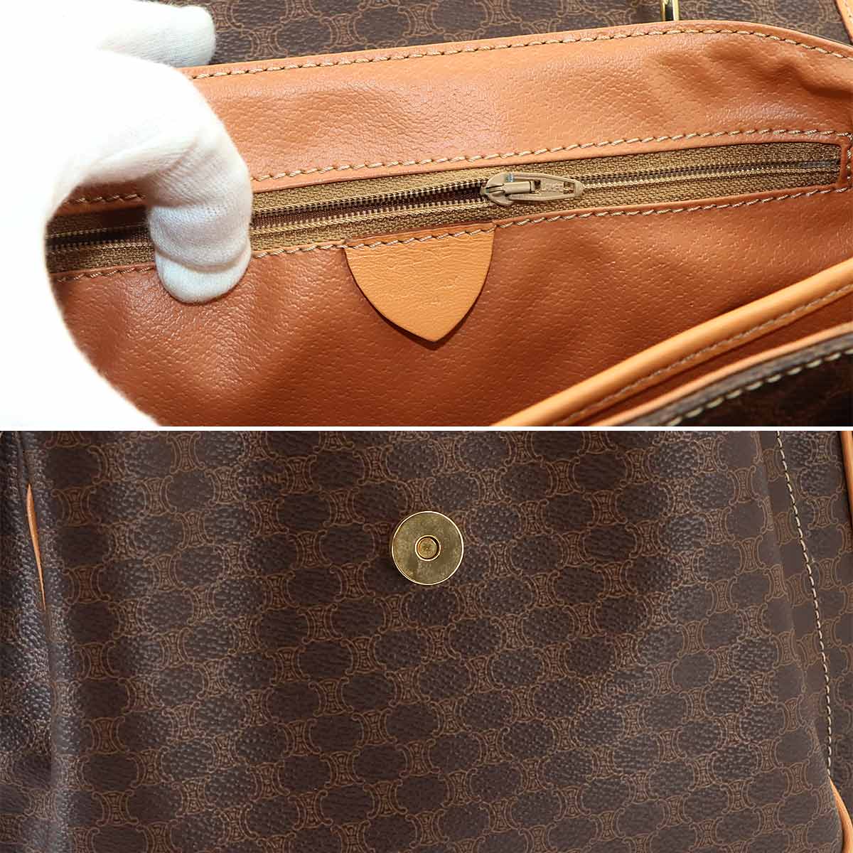 Macadam Hand Bag PVC Leather Brown Vintage Purse
