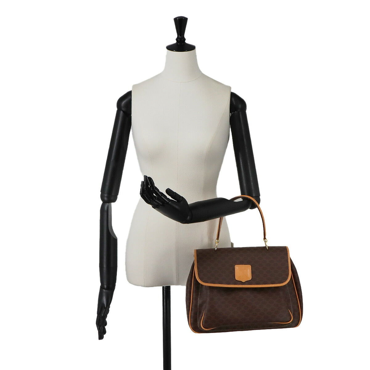 Macadam Hand Bag PVC Leather Brown Vintage Purse