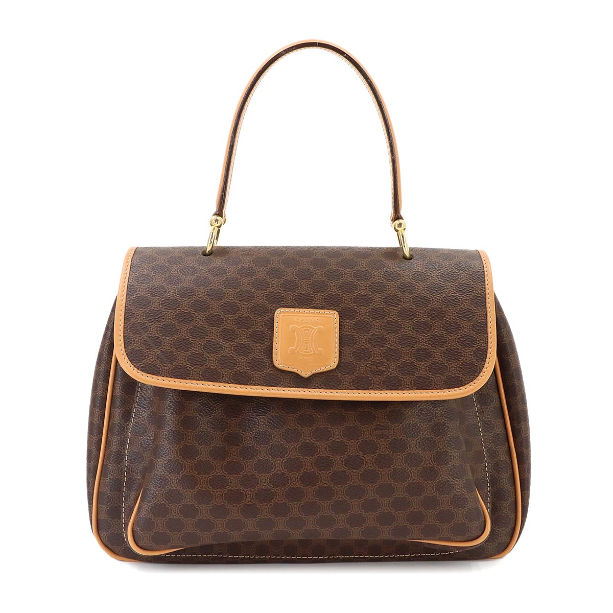 Macadam Hand Bag PVC Leather Brown Vintage Purse