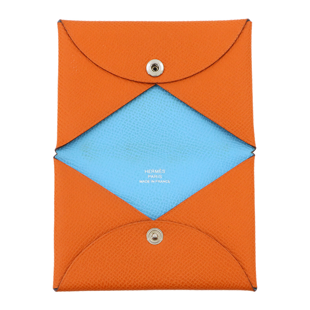 Calvi Verso Card Case Veau Epsom Orange Celeste Purse 90336814