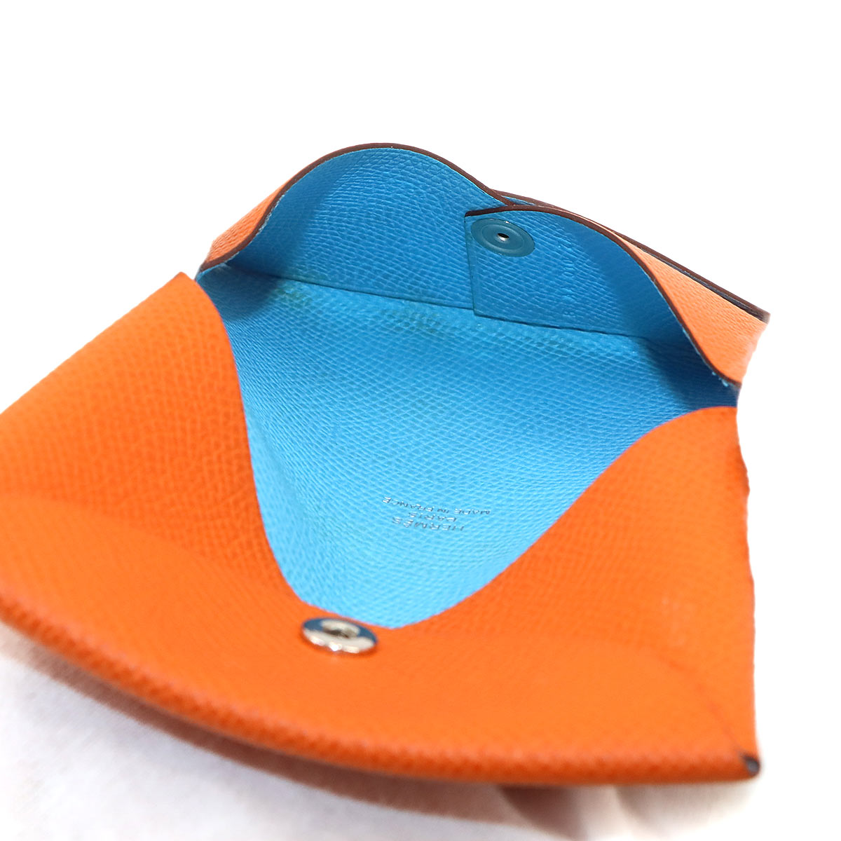 Calvi Verso Card Case Veau Epsom Orange Celeste Purse 90336814