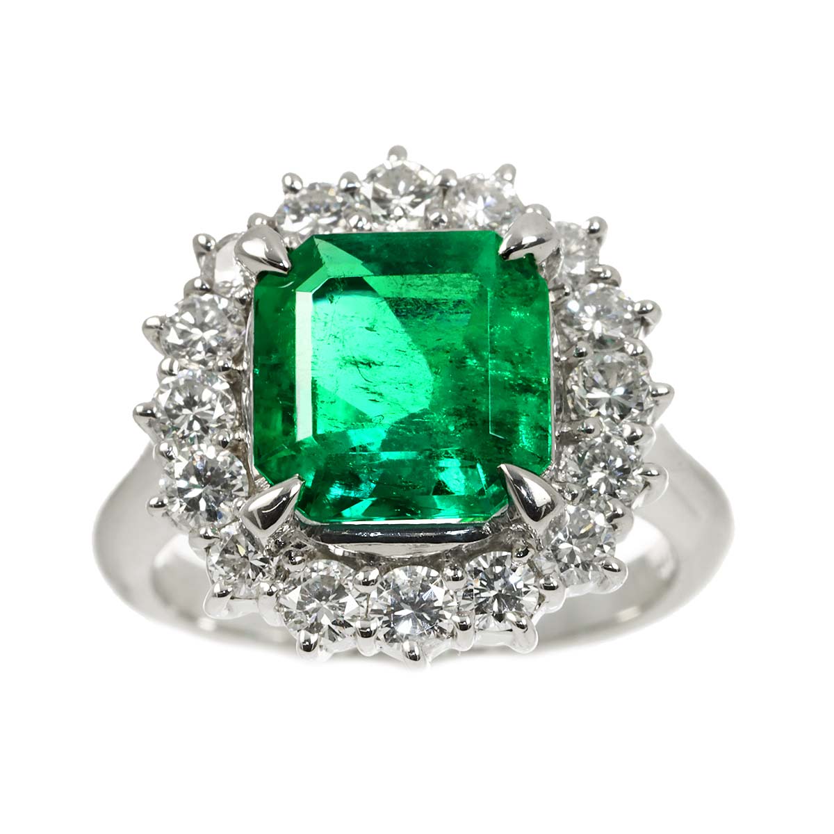 Emerald 2.70ct Diamond 1.02ct Ring Pt Platinum size5.5-5.75(US)