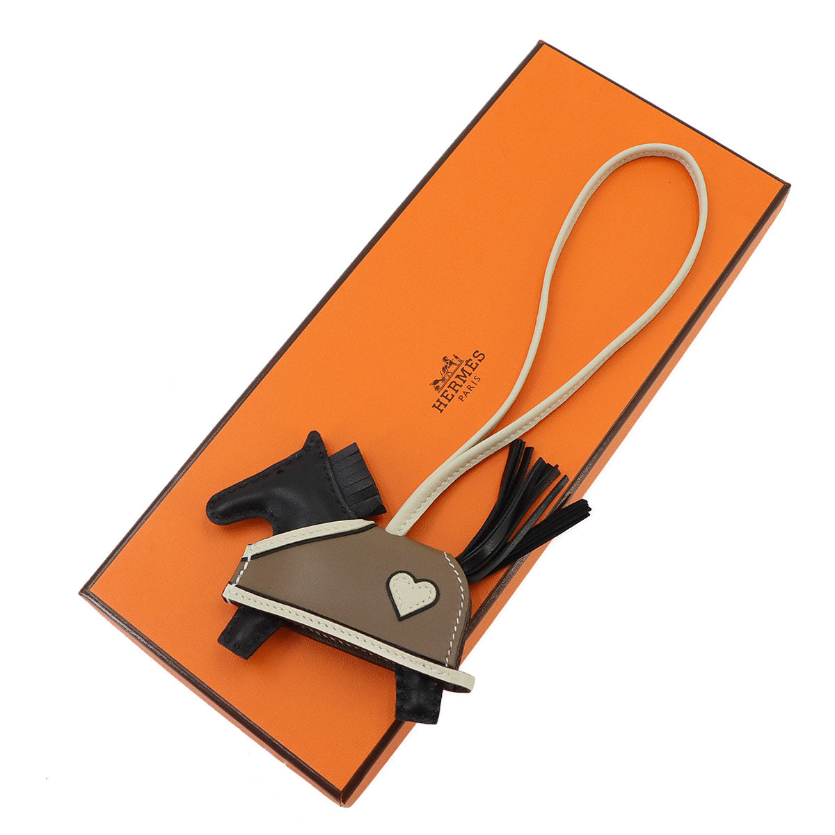 Rodeo Robeo Coeur PM Bag Charm Agneau Milo Rose Black Etoupe